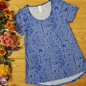 LuLaRoe Blue White Short Sleeve Top